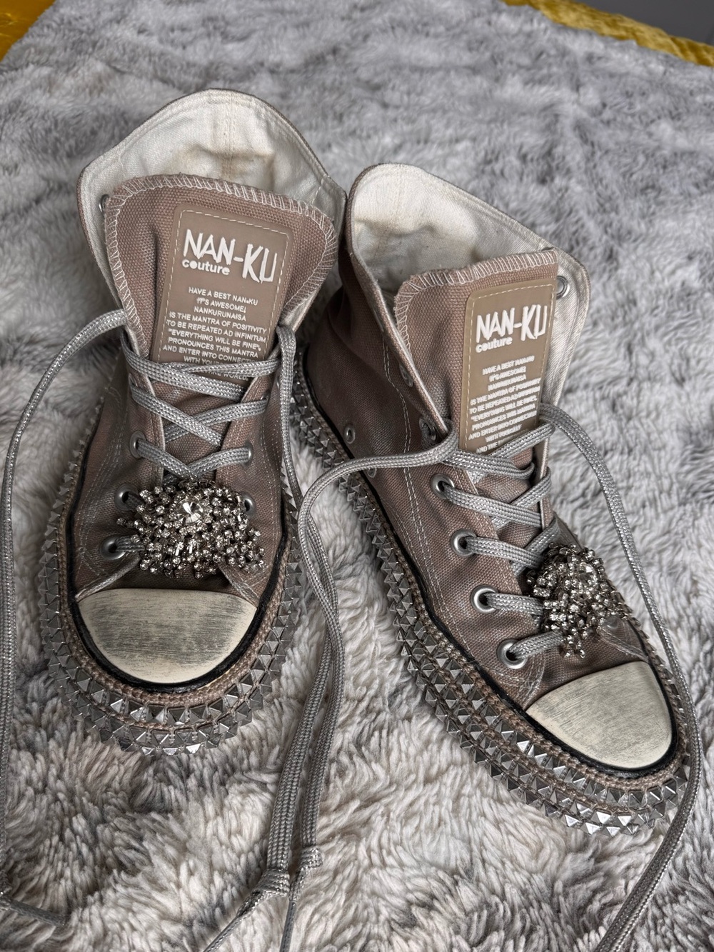NAN-KU Gray Cruise Studded Hi Top Sneakers - size 10